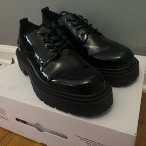 Black Platform Oxfords